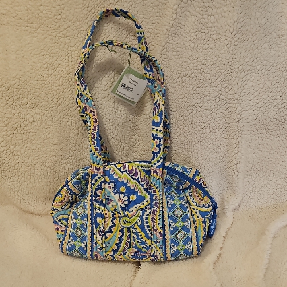 Vera Bradley Blue and Yellow Quilted Paisley Shoulder Bag